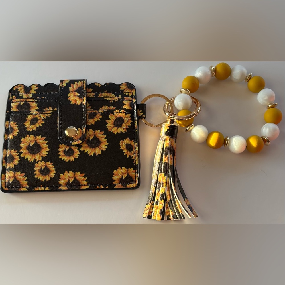3/$24 | Beaded Wristlet Card Holder | Pink Blue Teal Sunflower Animal Print